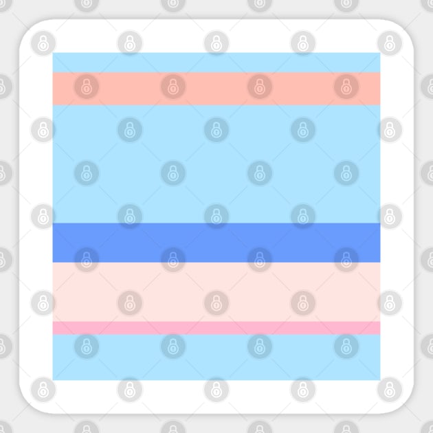 An attractive patchwork of Powder Blue, Soft Blue, Baby Pink, Misty Rose and Melon stripes. Sticker by Sociable Stripes